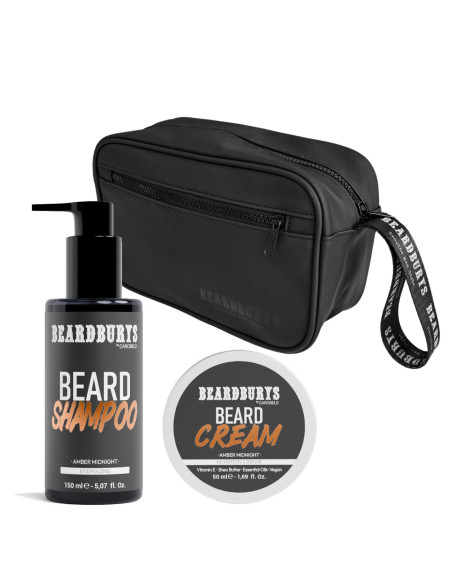 Kit Shampoo e Crema per Barba Amber Midnight + Beauty Case Black Edition