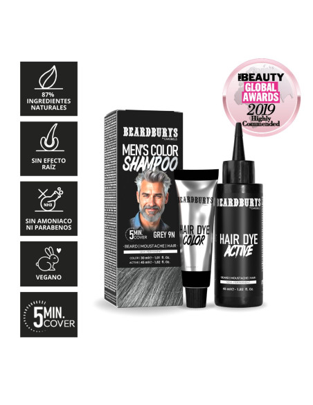 Tinta Barba 9G Grigio | Shampoo Colorante Naturale | Beardburys