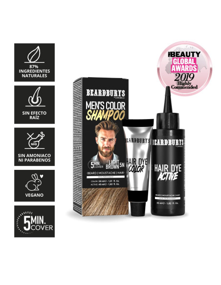 Beard Dye 5N Light Brown | Natural Color Shampoo | Beardburys