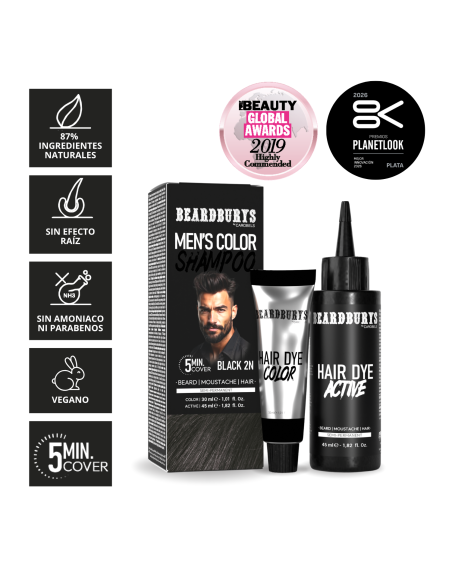 Beard Dye 2N Black | Natural Color Shampoo | Beardburys