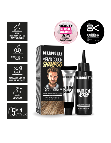 Beard Dye 5N Light Brown | Natural Color Shampoo | Beardburys