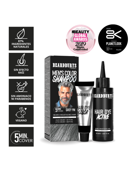 Tinta Barba 9G Grigio | Shampoo Colorante Naturale | Beardburys
