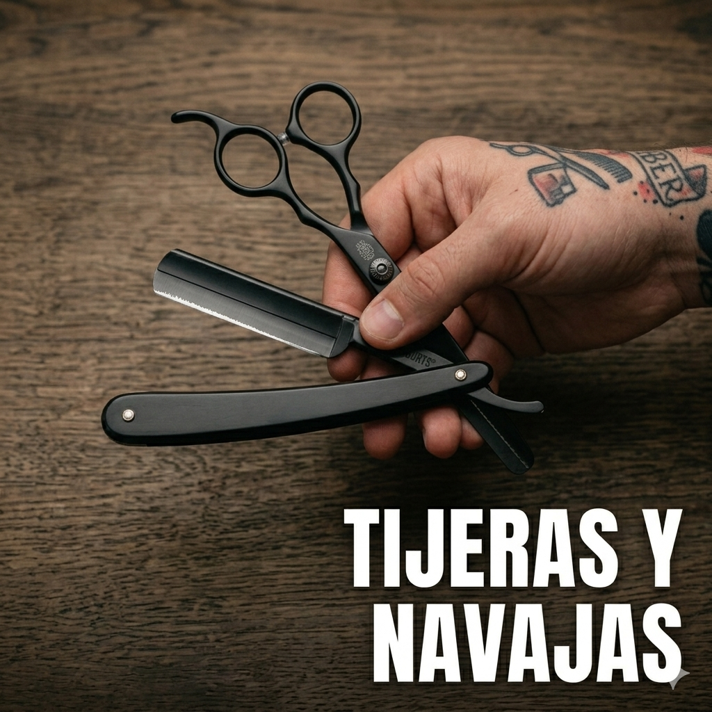 Tijeras y navajas profesionales para barberos