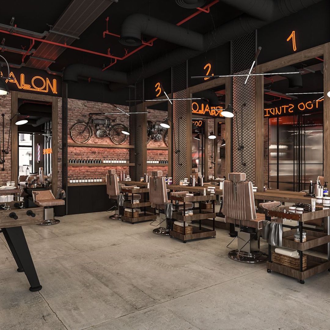 barbería de estilo industrial ideas de decoración