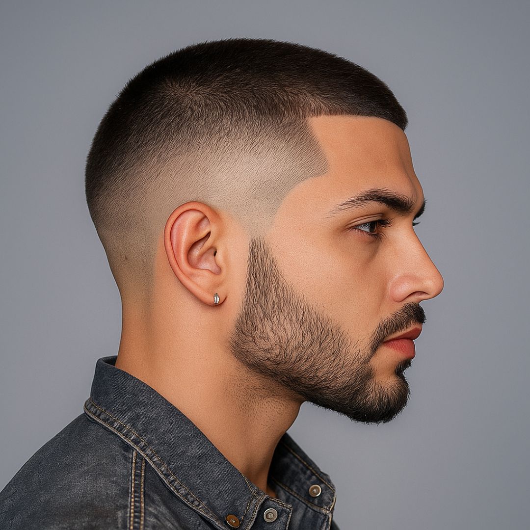 hombre rapado estilo buzz y fade
