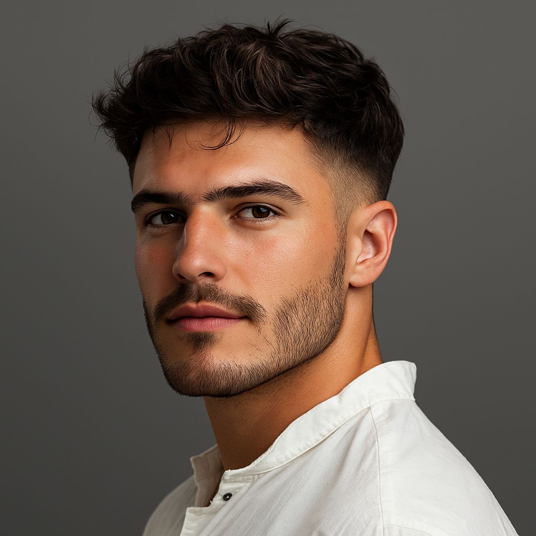 hombre con pelo corto quiff